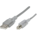 USB-Kabel TypA-Stecker/TypB-Stecker 5m Silber (transparent)