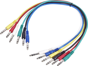 Patchkabel-Set 6,3mm-Klinke-Stecker Stereo 0,6m gerade (6St.) Patchkabel-Set 6,3mm-Klinke-Stecker Stereo 0,6m gerade (6St.)