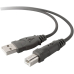 USB2.0 Anschlusskabel A/B 3m Schwarz Bulk