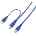 USB 3.0kabel Steckera/2xsteckera 1.5m Bl