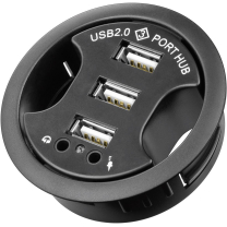 3 Port USB 2.0 Hub Einbauhub 60mm+Audio