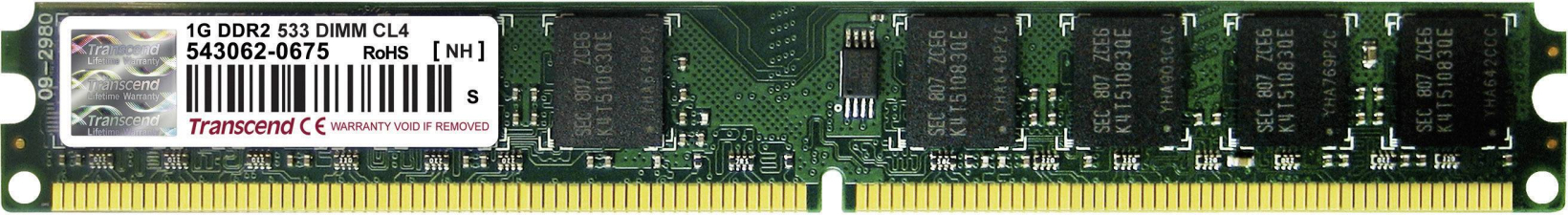 Transcend PC-Arbeitsspeicher Modul TS128MLQ64V5J 1 GB 1 x 1 GB DDR2-RAM 533 MHz CL4 4-4-15 Transcend PC-Arbeitsspeicher Modul TS128MLQ64V5J 1 GB 1 x 1 GB DDR2-RAM 533 MHz CL4 4-4-15