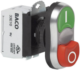 BACO Doppeldrucktaster Frontring Kunststoff, verchromt Grün, Rot L61QB21A 1 St. BACO Doppeldrucktaster Frontring Kunststoff, verchromt Grün, Rot L61QB21A 1 St.