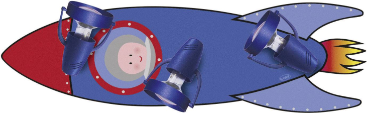 Deckenstrahler Rakete Energiesparlampe E14 27 W Waldi Leuchten Rakete Blau, Rot Deckenstrahler Rakete Energiesparlampe E14 27 W Waldi Leuchten Rakete Blau, Rot
