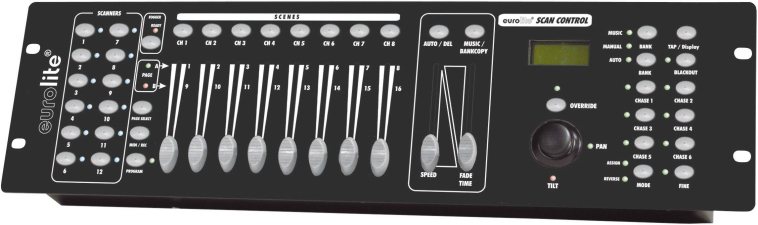 Eurolite DMX Controller DMX SCAN CONTROL 16-Kanal 19 Zoll-Bauform, Musiksteuerung Eurolite DMX Controller DMX SCAN CONTROL 16-Kanal 19 Zoll-Bauform, Musiksteuerung