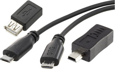 Renkforce SuperSoft OTG-Mirror Micro-USB Kabel 0,15 m + Mini B-Adapter + USB A Adapter Renkforce SuperSoft OTG-Mirror Micro-USB Kabel 0,15 m + Mini B-Adapter + USB A Adapter