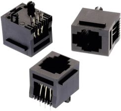Modular Jack stehend ungeschirmt 6P6C mit Steg WR-MJ Buchse, Einbau vertikal Pole: 6P6C Schwarz W Modular Jack stehend ungeschirmt 6P6C mit Steg WR-MJ Buchse, Einbau vertikal Pole: 6P6C Schwarz W