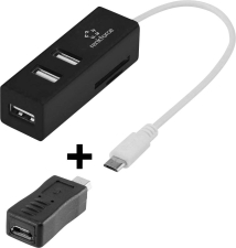 Renkforce 3 Port USB 2.0 OTG-Hub mit SD-Kartenleser + micro-B-USB zu mini-USB Adapter Renkforce 3 Port USB 2.0 OTG-Hub mit SD-Kartenleser + micro-B-USB zu mini-USB Adapter