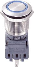Drucktaster vandalismusgeschützt 19mm 5A 250V/AC Ring blau Drucktaster vandalismusgeschützt 19mm 5A 250V/AC Ring blau