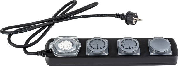Heitronic Steckdosenleiste mit Schaltuhr 3fach Schwarz, Grau Schutzkontakt 45074 Heitronic Steckdosenleiste mit Schaltuhr 3fach Schwarz, Grau Schutzkontakt 45074