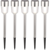 Solar-Gartenleuchte 5er Set LED 0.5 W Kalt-Weiß Edelstahl Solar-Gartenleuchte 5er Set LED 0.5 W Kalt-Weiß Edelstahl